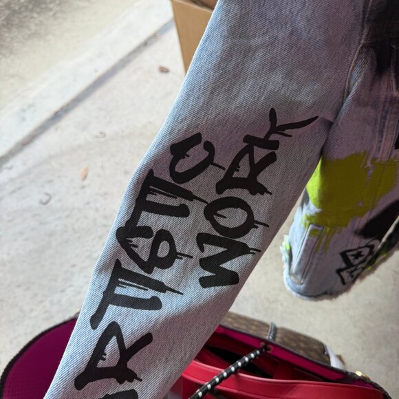 ZARA Denim Jacket NWOT MEDIUM Graffiti WOMEN - Picture 3 of 11